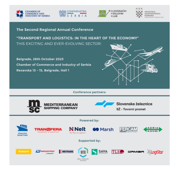 Konferencija Transport i logistika: U srcu privrede održaće se 26. oktobra 2023. godine u Privrednoj komori Srbije