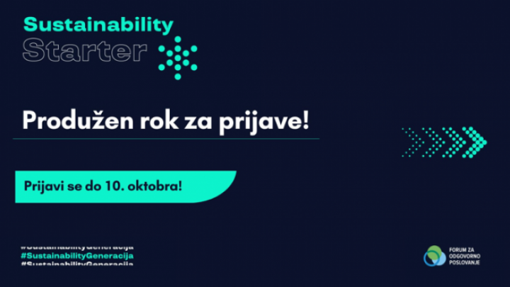 Rok za Sustainability Starter produžen do 10. oktobra