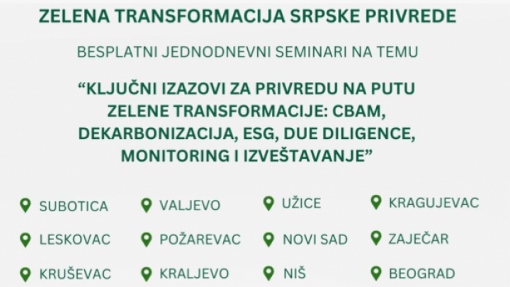 Poziv privrednicima: Besplatni seminari u 12 gradova Srbije