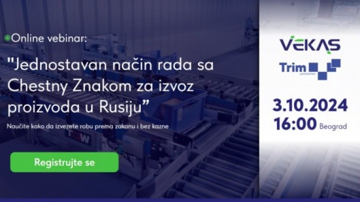 Online vebinar: Jednostavan način rada sa Chestny Znakom za izvoz proizvoda u Rusiju