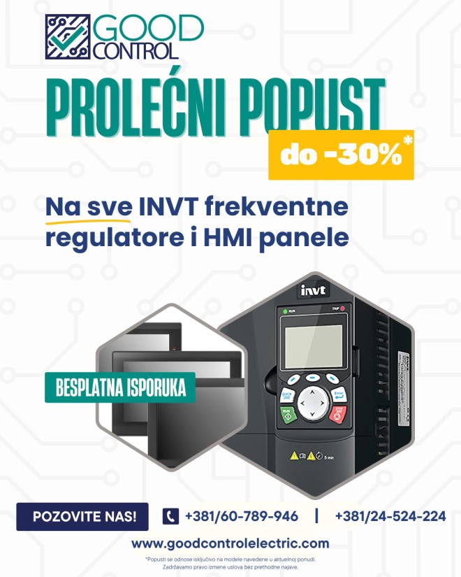 Prolećni popust na frekventne regulatore i HMI panele: Iskoristite sezonsku akciju kompanije Good Control